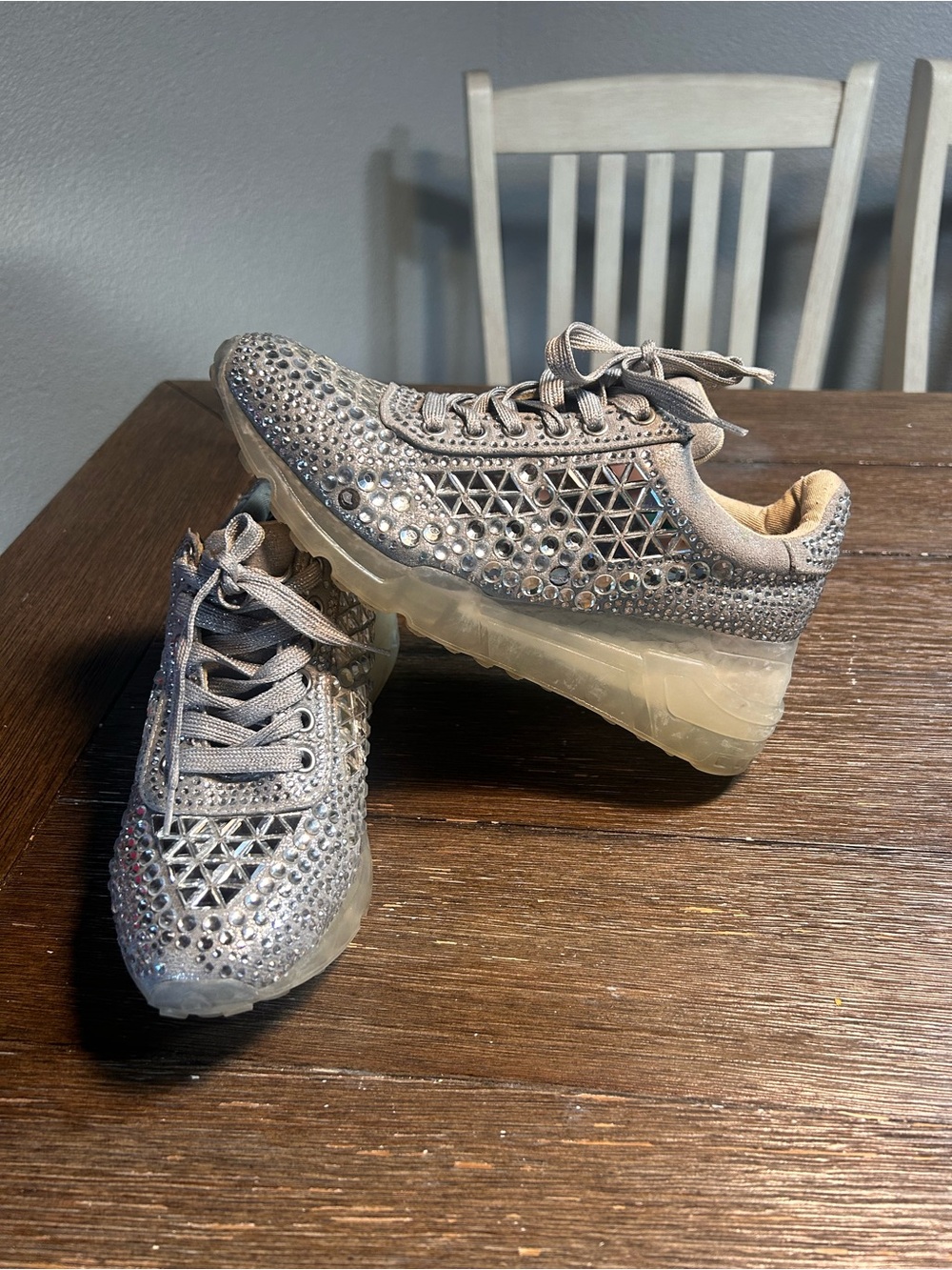 Steve Madden Leather Carissa rhinestone platform sneakers size 7 - Picture 2 of 10